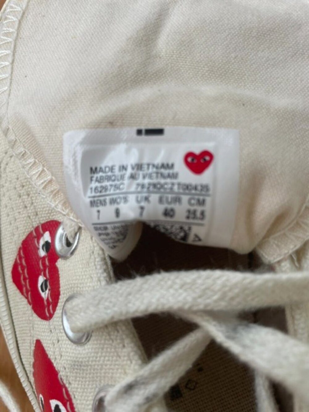 Converse x Comme des Garcons PLAY 70 Low Multi Heart - White/Red Men 7 WMN 9 - Picture 7 of 8